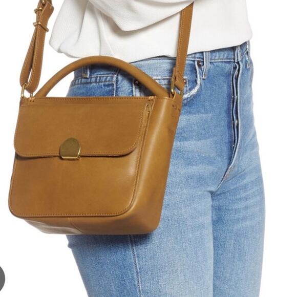 Madewell Handbags - NWT Madewell 100% Leather The Mini Abroad Crossbody Bag in Dark Toffee